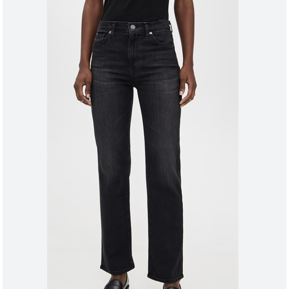 Frame Le Original Strait Leg Button Fly Jeans in Inkwell Black Size 29